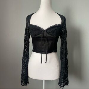 Black Satin Lace Corset Top Princess Polly